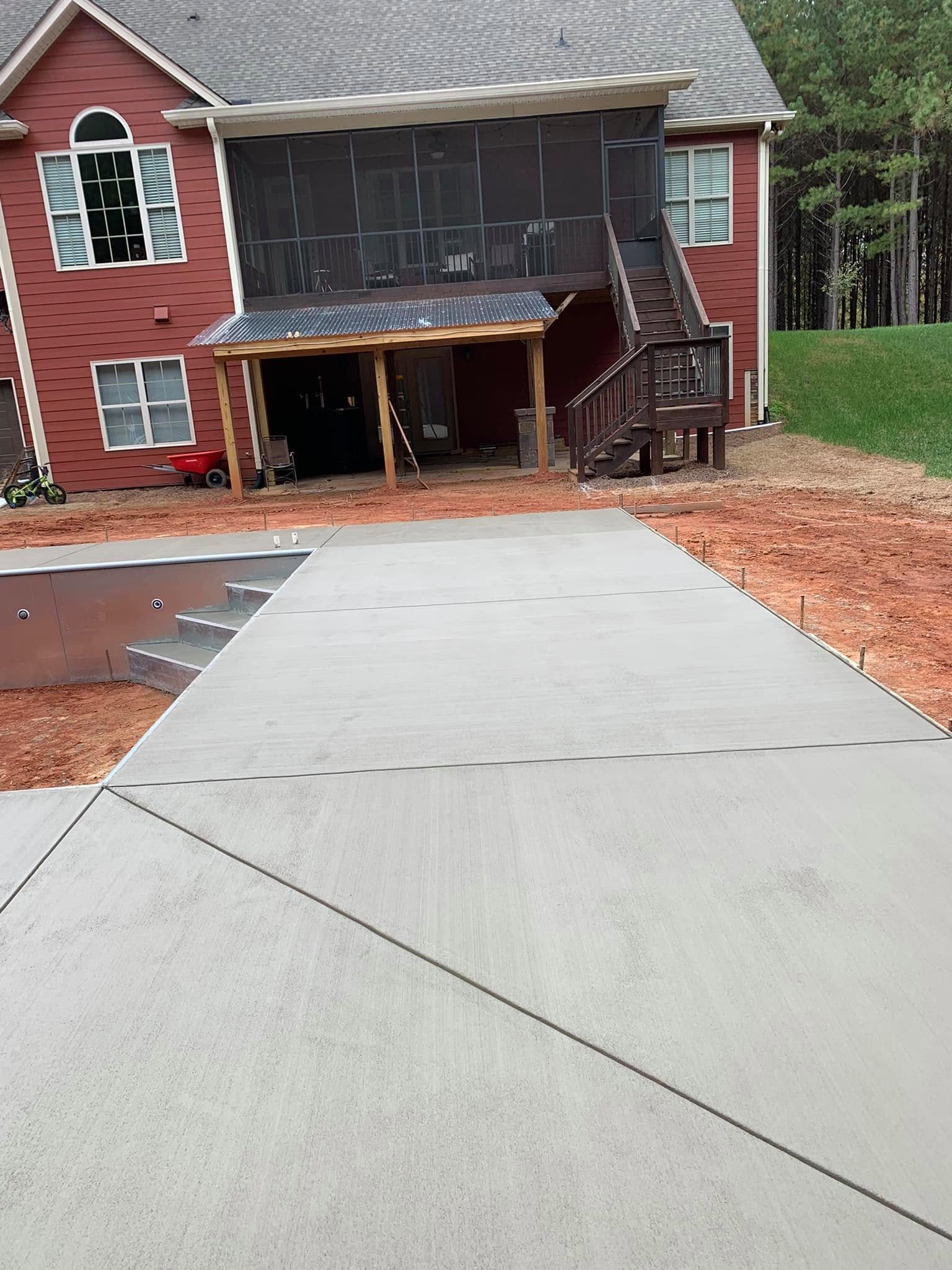 Completed concrete pool deck with a durable finished surface